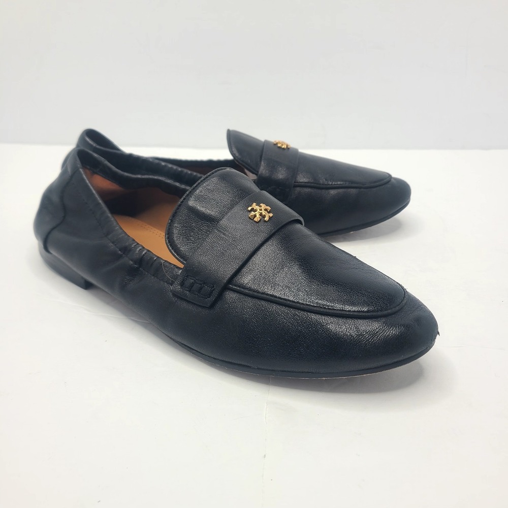 Tory Burch Ballet Loafer Flats Black Nappa Leather Womens Size 8